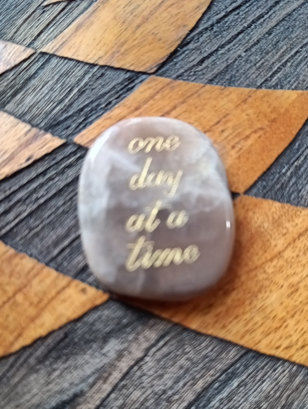 One Day at a Time Inspirational Decorative Stone - Crystal Agate
